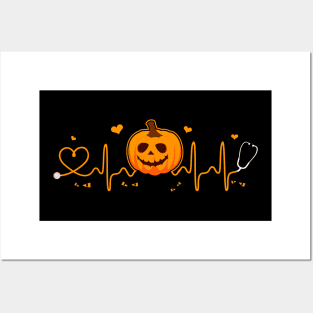 Love Nurse Stethoscope Pumpkin Halloween Costume Posters and Art